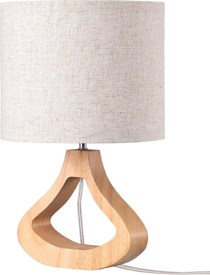 EDISHINE Wooden Bedside Lamp 34cm Table Lamp for Living Room Bedroom