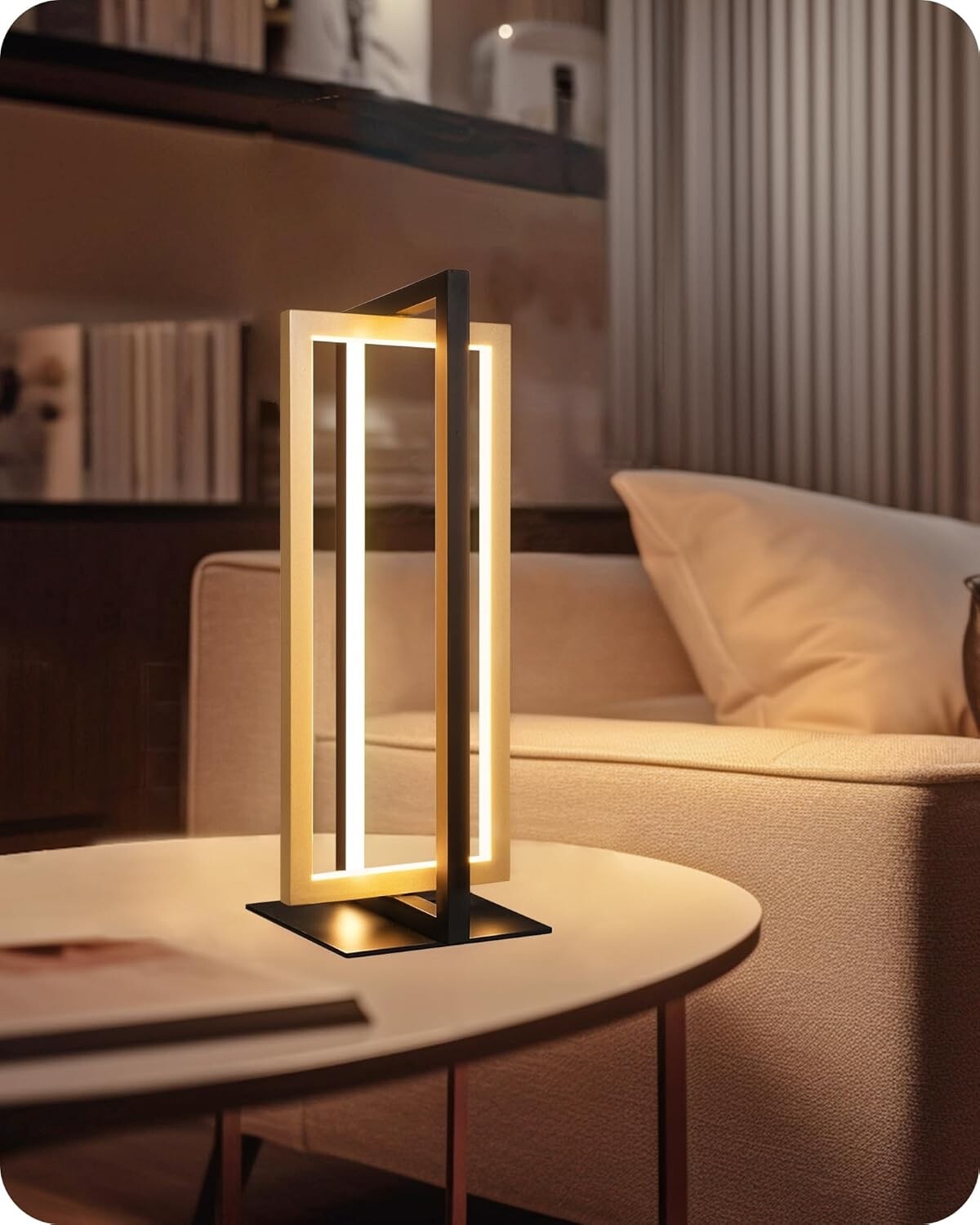 EDISHINE LED Bedside Lamps Dimmable Table Touch Lamp Golden Square