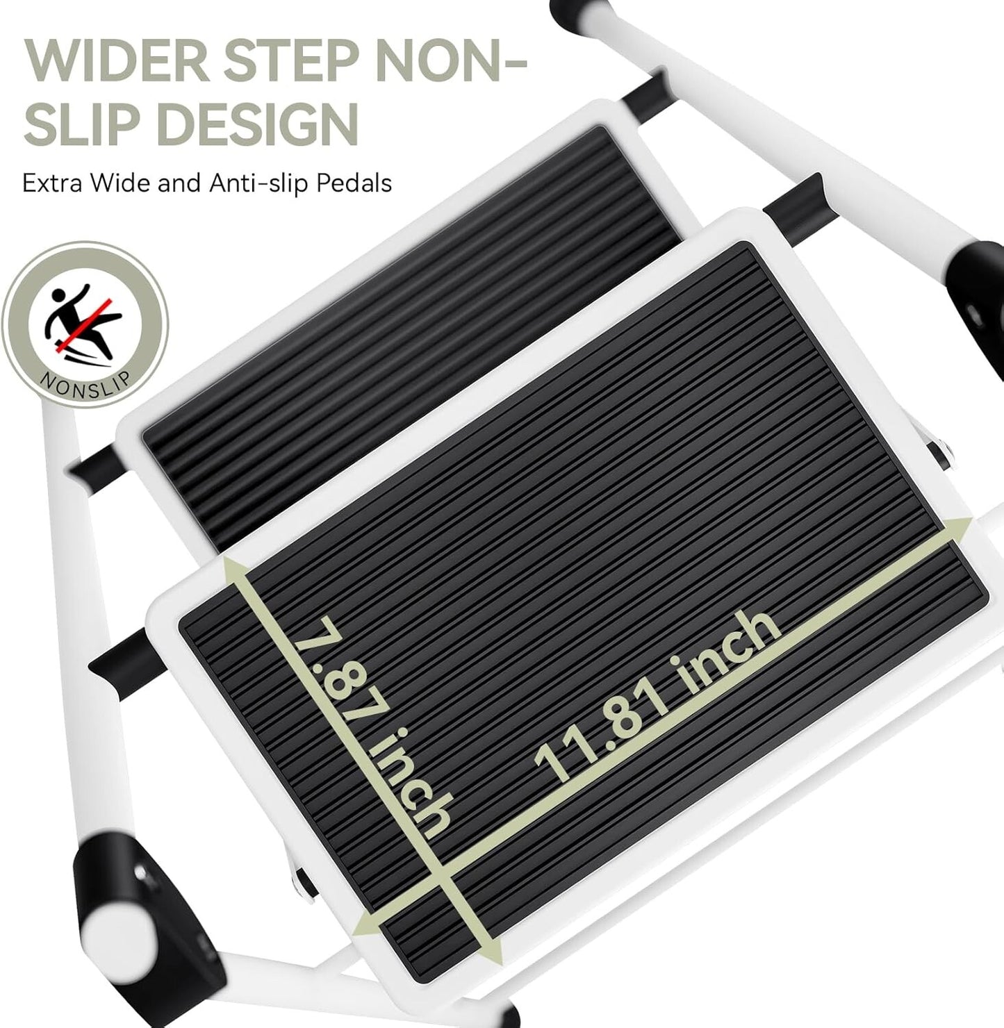 KINGRACK 2 Step Ladder with Non-Slip and Wide Pedal 330lbs Max Load White