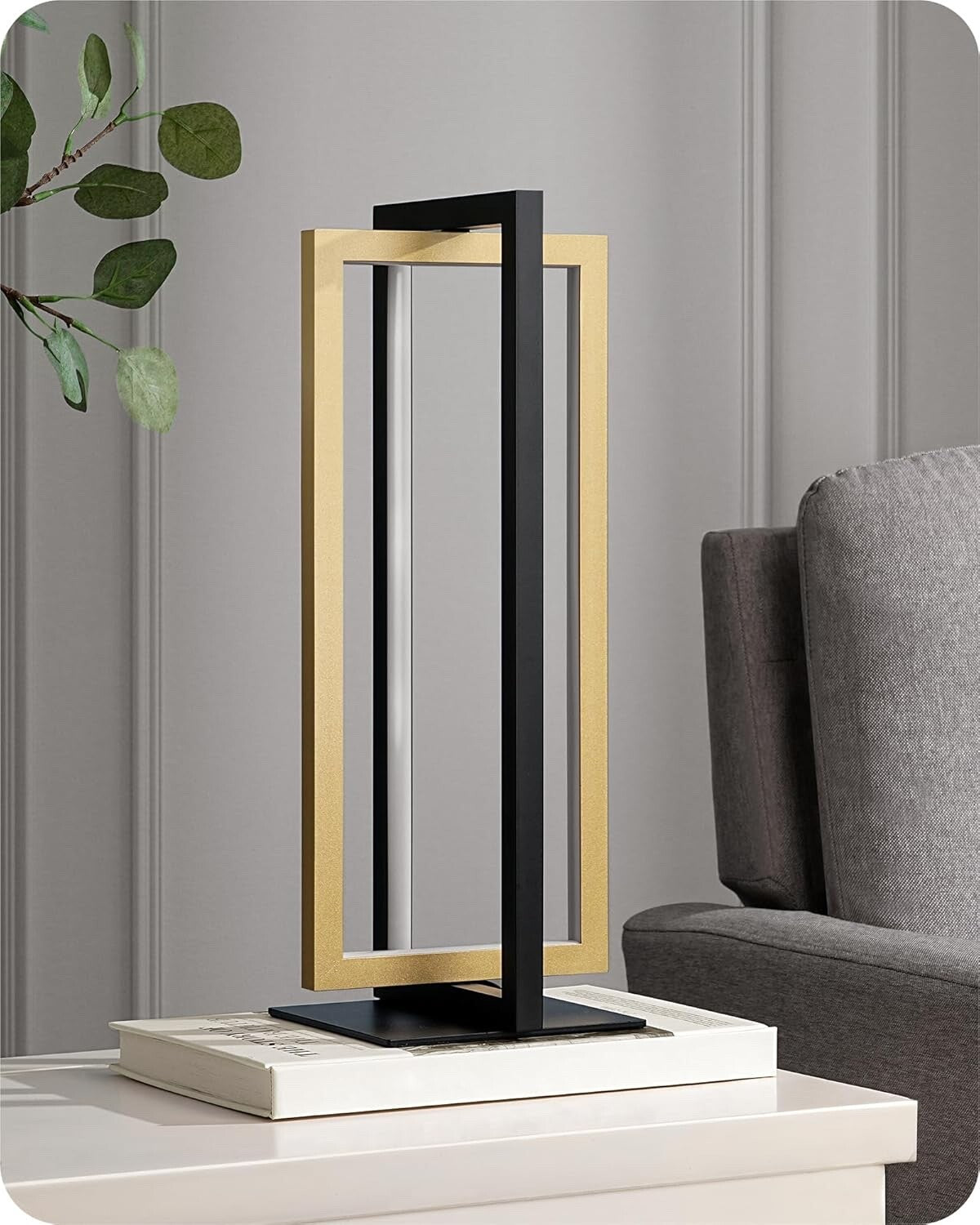 EDISHINE LED Bedside Lamps Dimmable Table Touch Lamp Golden Square
