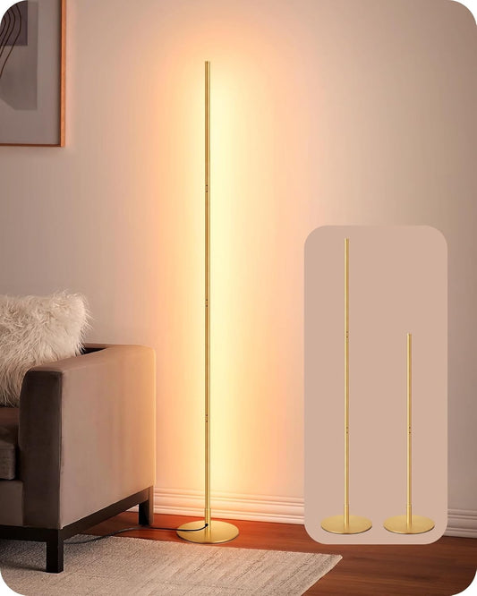 EDISHINE LED Floor Lamp 146cm Minimalist Dimmable Standing Lamp Gold