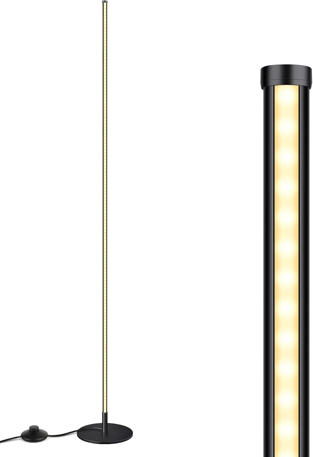 EDISHINE LED Floor Lamp 146cm Minimalist Dimmable Standing Lamp Black