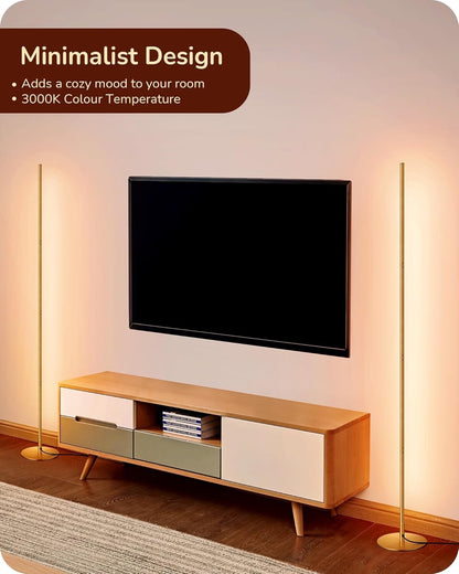 EDISHINE LED Floor Lamp 146cm Minimalist Dimmable Standing Lamp Gold