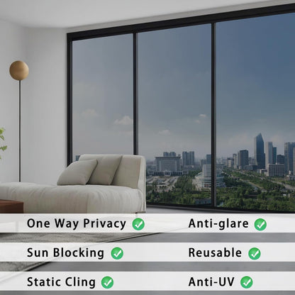 ConCus-T One Way Window Film Sun Blocker Anti Glare Blackout 119x200cm