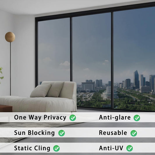ConCus-T One Way Window Film Sun Blocker Anti Glare Blackout 119x200cm