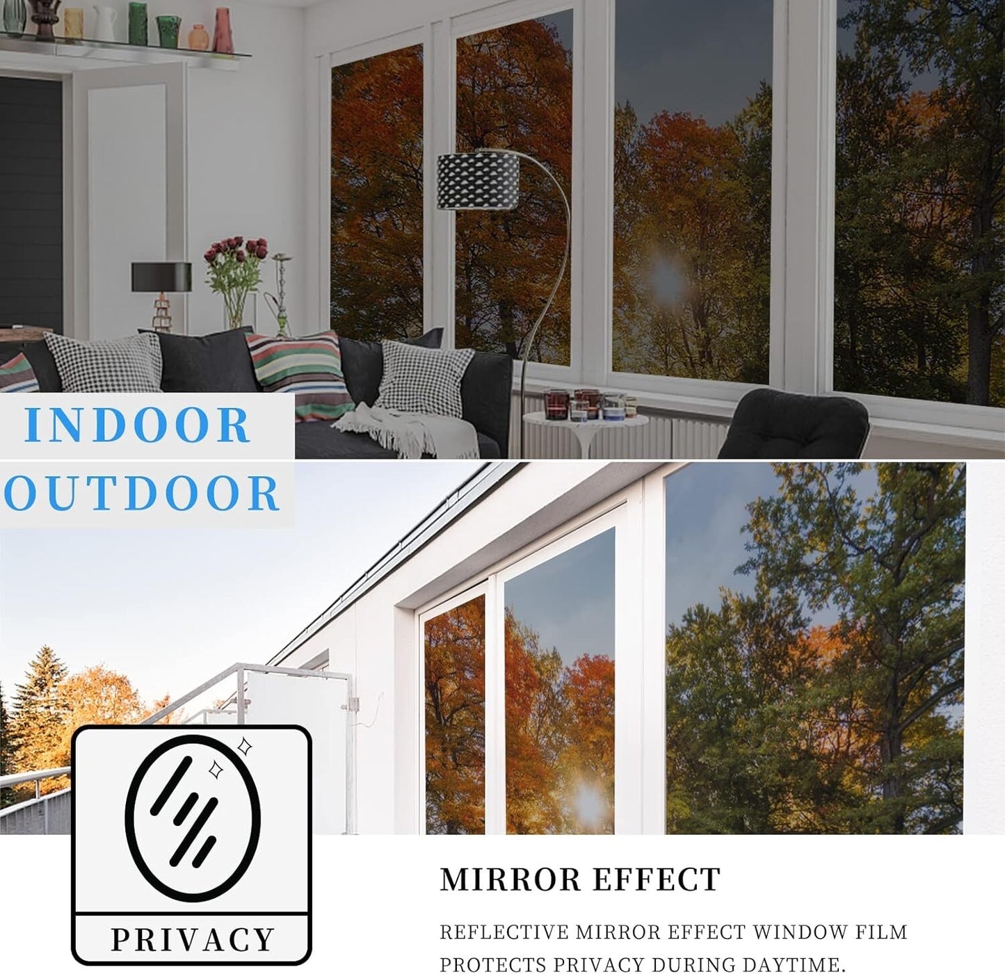 ConCus-T One Way Window Film Sun Blocker Anti Glare Blackout 119x200cm