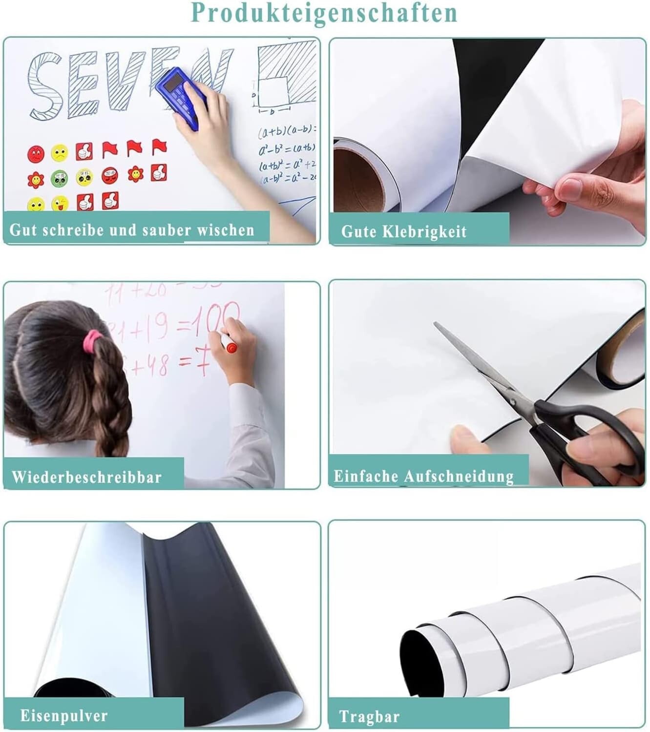 Lyzzxi Magnetic Whiteboard Paper 50 x 100cm DIY Self-Adhesive Dry Erase Board