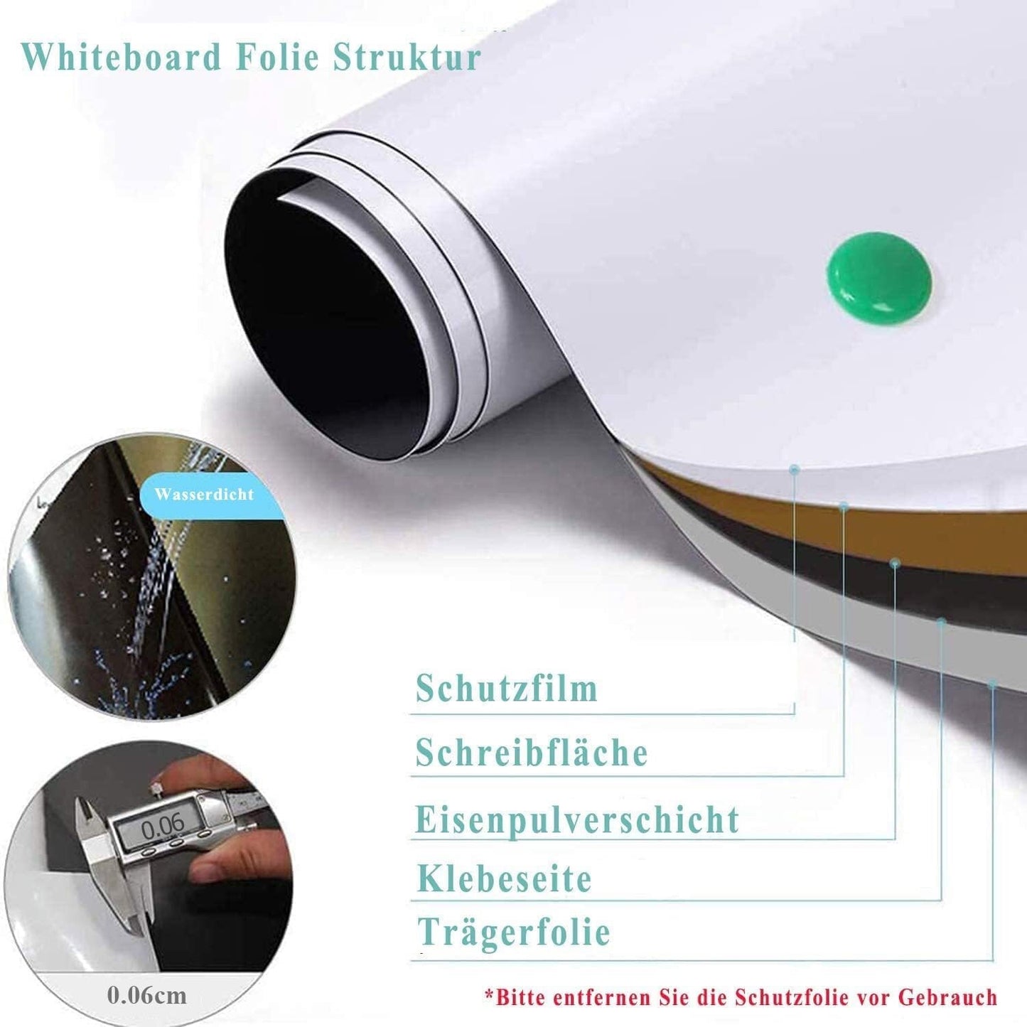 Lyzzxi Magnetic Whiteboard Paper 60 x 90cm DIY Self-Adhesive Dry Erase Board
