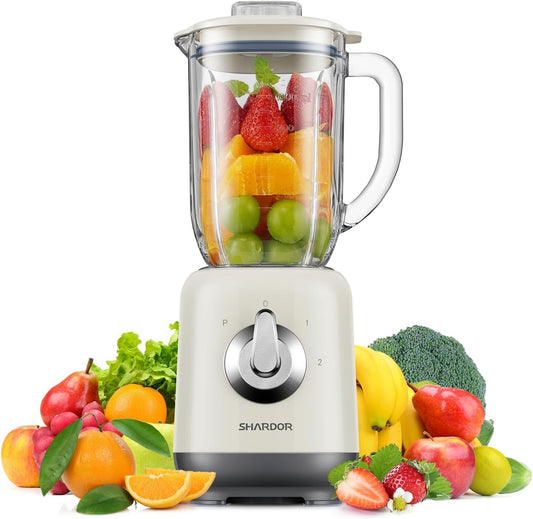 SHARDOR Blender Smoothie Maker with 6 Sharp Stainless Steel Blades & Glass Jug