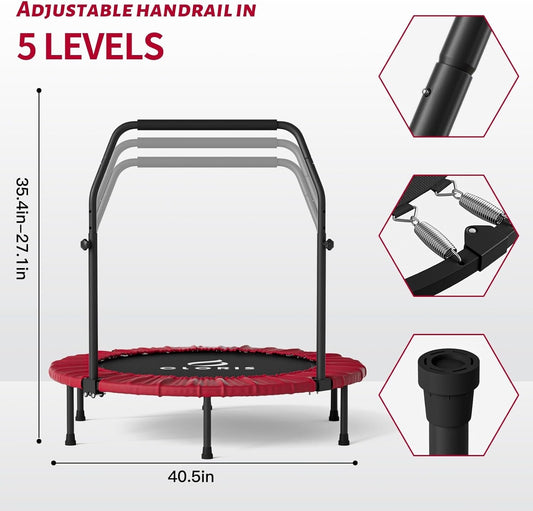 CLORIS 40'' Foldable Fitness Trampoline - Max Load 400lbs Red