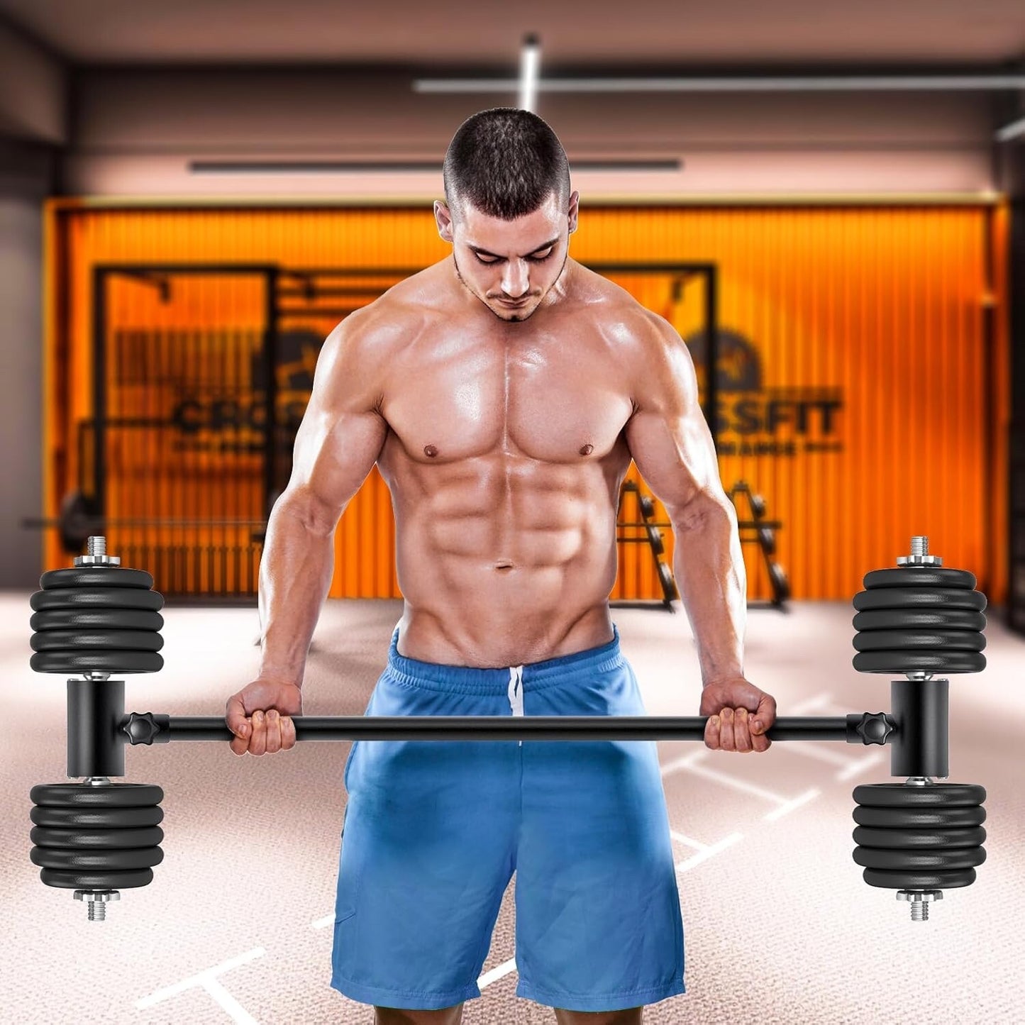 Kipika Dumbbell to Barbell Converter - Adjustable Weight Lifting Bar Home Gym