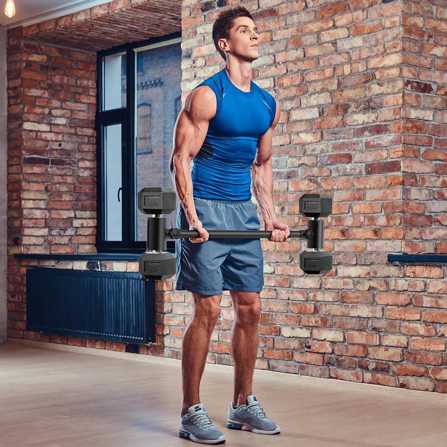 Kipika Dumbbell to Barbell Converter - Adjustable Weight Lifting Bar Home Gym