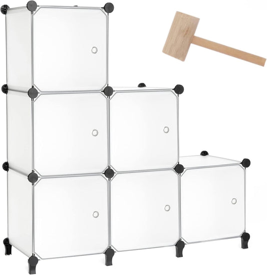 AWTATOS Storage Cube Organizer with Doors DIY Plastic 6 Cube Shelf Translucent