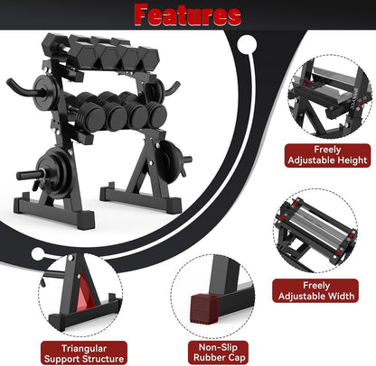 IMAYCC Dumbbell Rack Adjustable 3 Tier Storage Stand Heavy Duty Steel