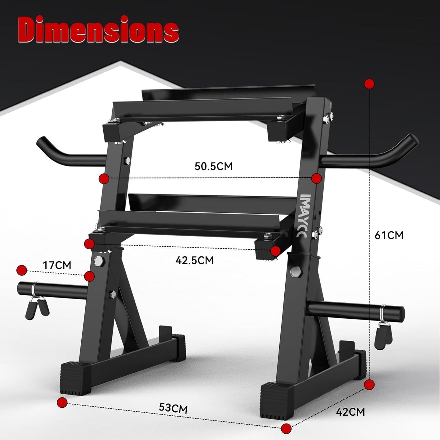 IMAYCC Dumbbell Rack Adjustable 3 Tier Storage Stand Heavy Duty Steel