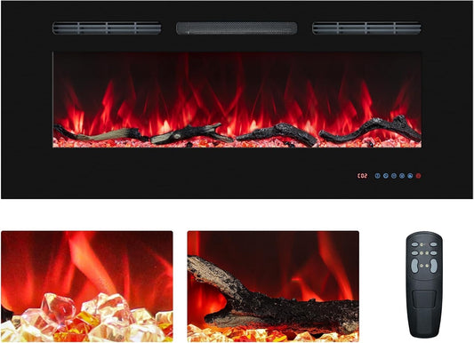 36 in / 92cm Electric Fireplace Inserts Recessed Wall Mounted Fireplace Heater