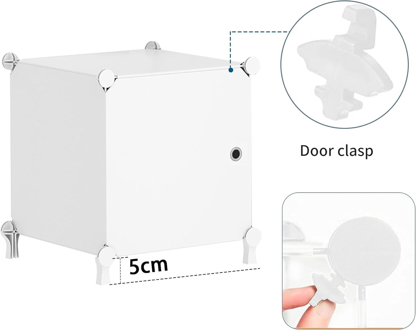 AWTATOS Storage Cube Organizer with Doors DIY Plastic 6 Cube Shelf White
