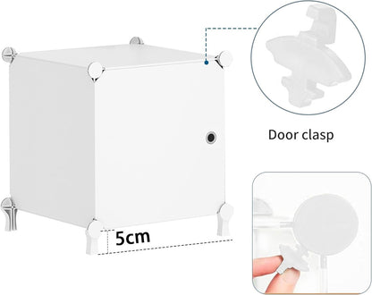 AWTATOS Storage Cube Organizer with Doors DIY Plastic 6 Cube Shelf White
