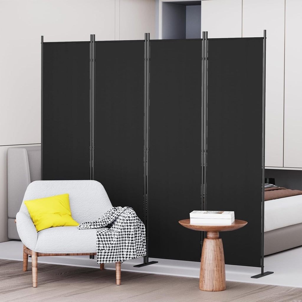 Black Folding Room Divider Privacy Screen Freestanding 180cm Partition Wall
