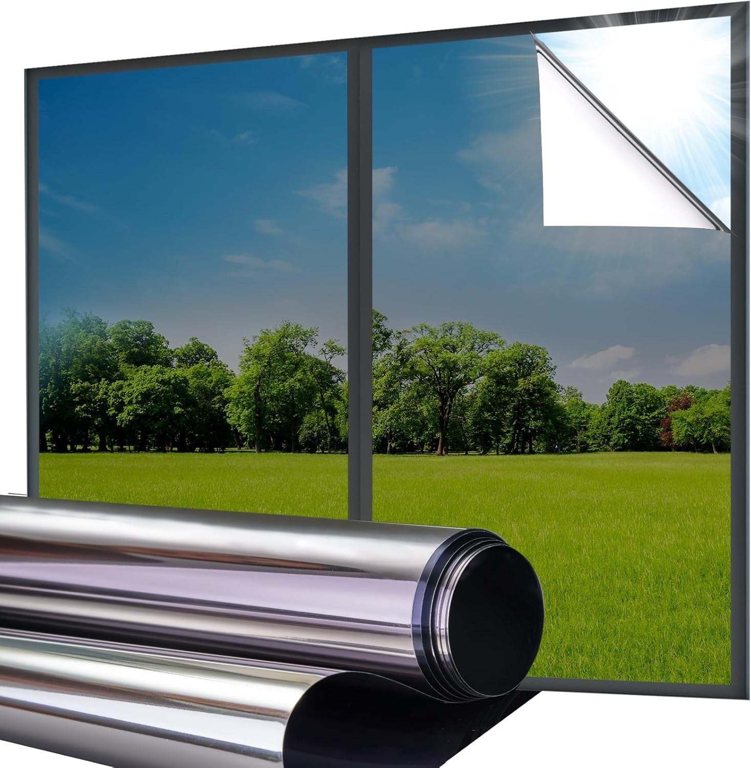 One Way Mirror Window Film Silver Reflective Privacy UV Heat Control