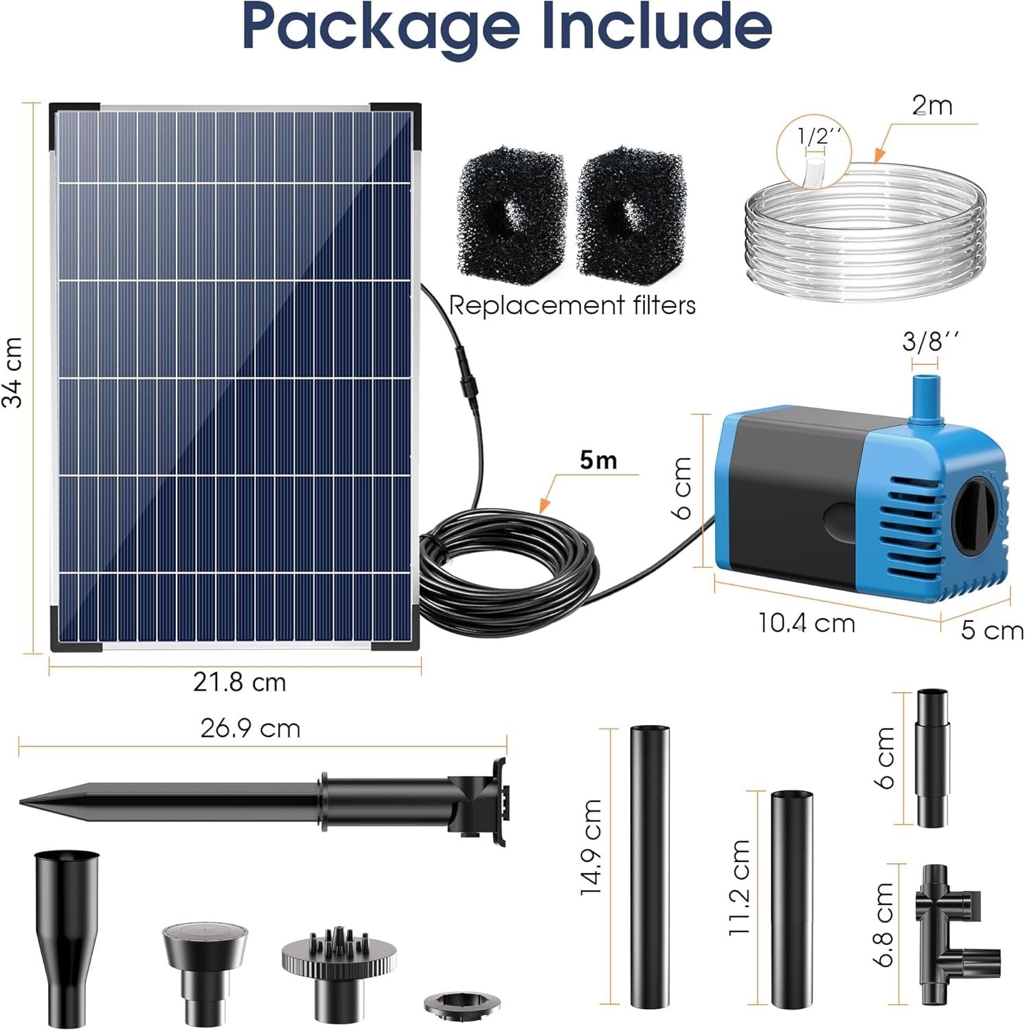 12W Solar Pond Fountain Pump 605L/H Water Feature Kit Outdoor Garden