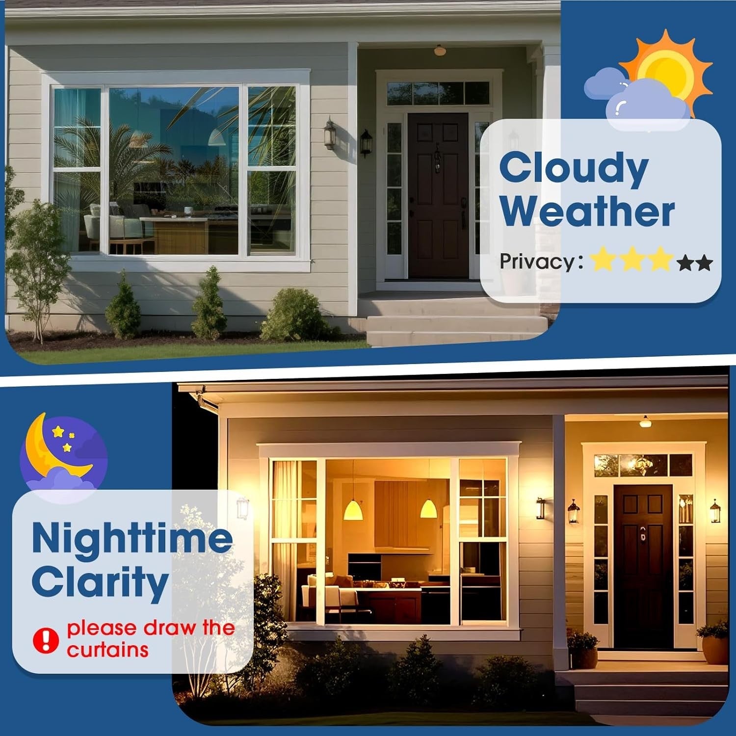 One Way Mirror Window Film Silver Reflective Privacy UV Heat Control