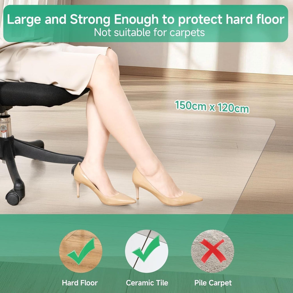 120x150cm Clear PVC Chair Mat Hard Floor Protector BPA Free Large