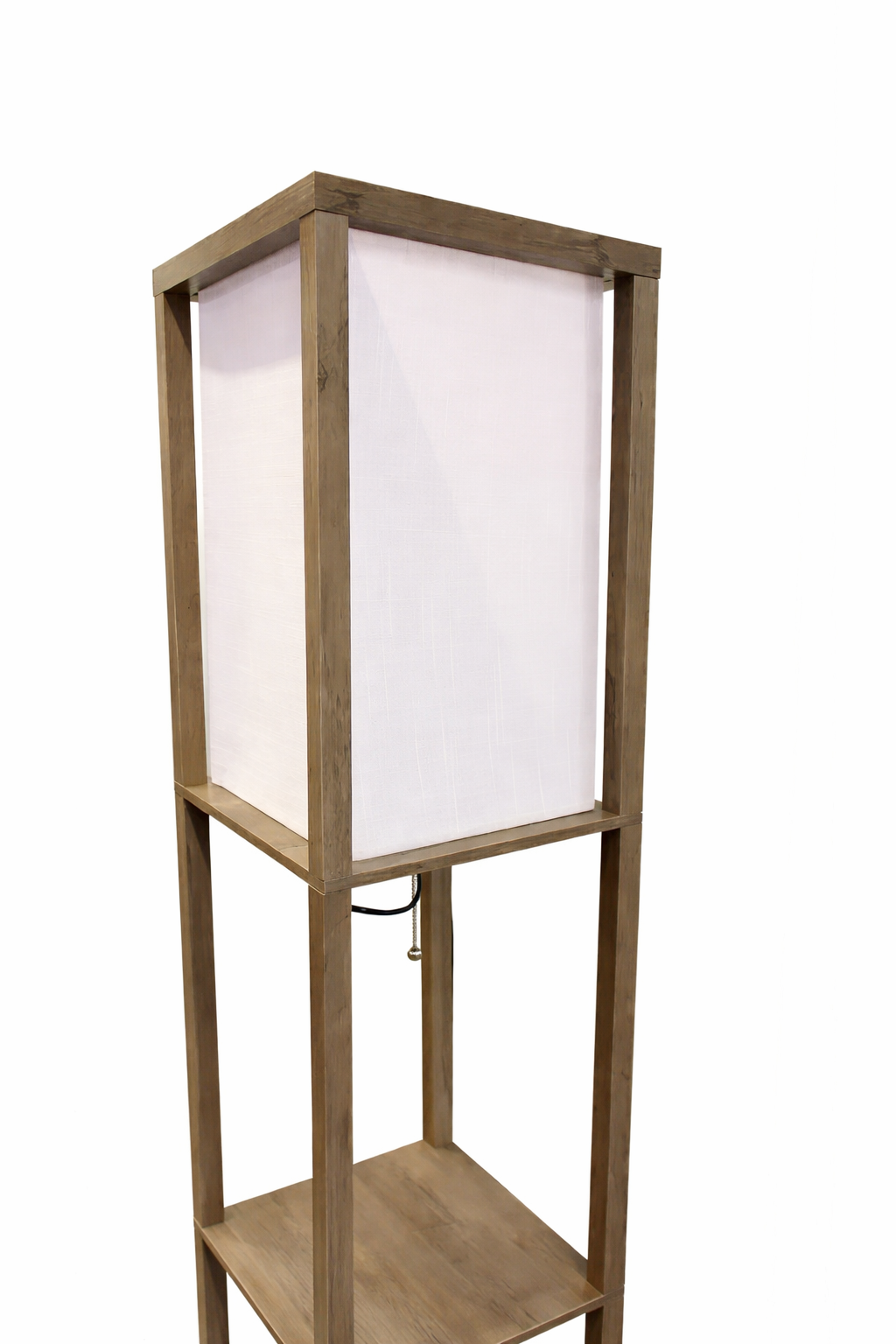 LED Floor Lamp with Shelves Remote Dimmable USB 3-Tier Rustic Brown Modern
