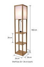 LED Floor Lamp with Shelves Remote Dimmable USB 3-Tier Rustic Brown Modern