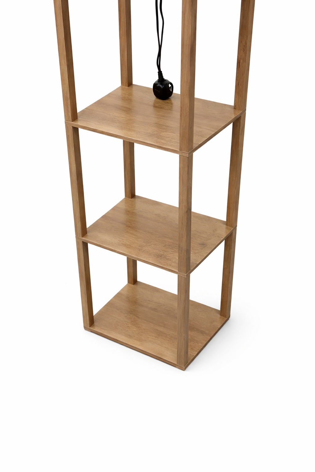 LED Floor Lamp with Shelves Remote Dimmable USB 3-Tier Rustic Brown Modern