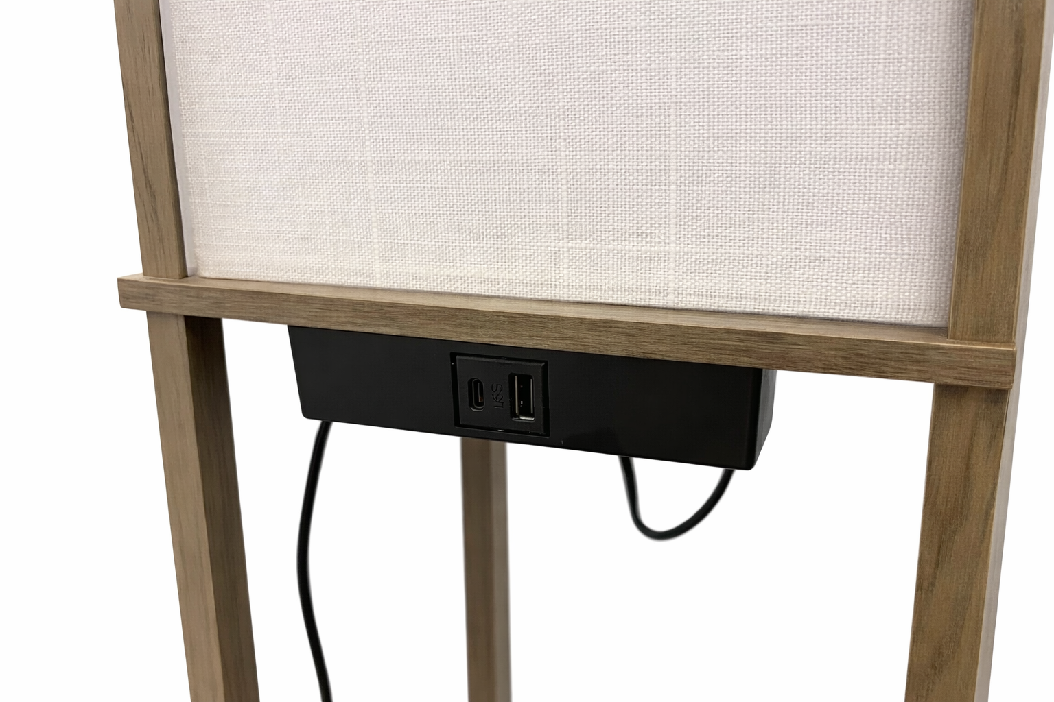 LED Floor Lamp with Shelves Remote Dimmable USB 3-Tier Rustic Brown Modern