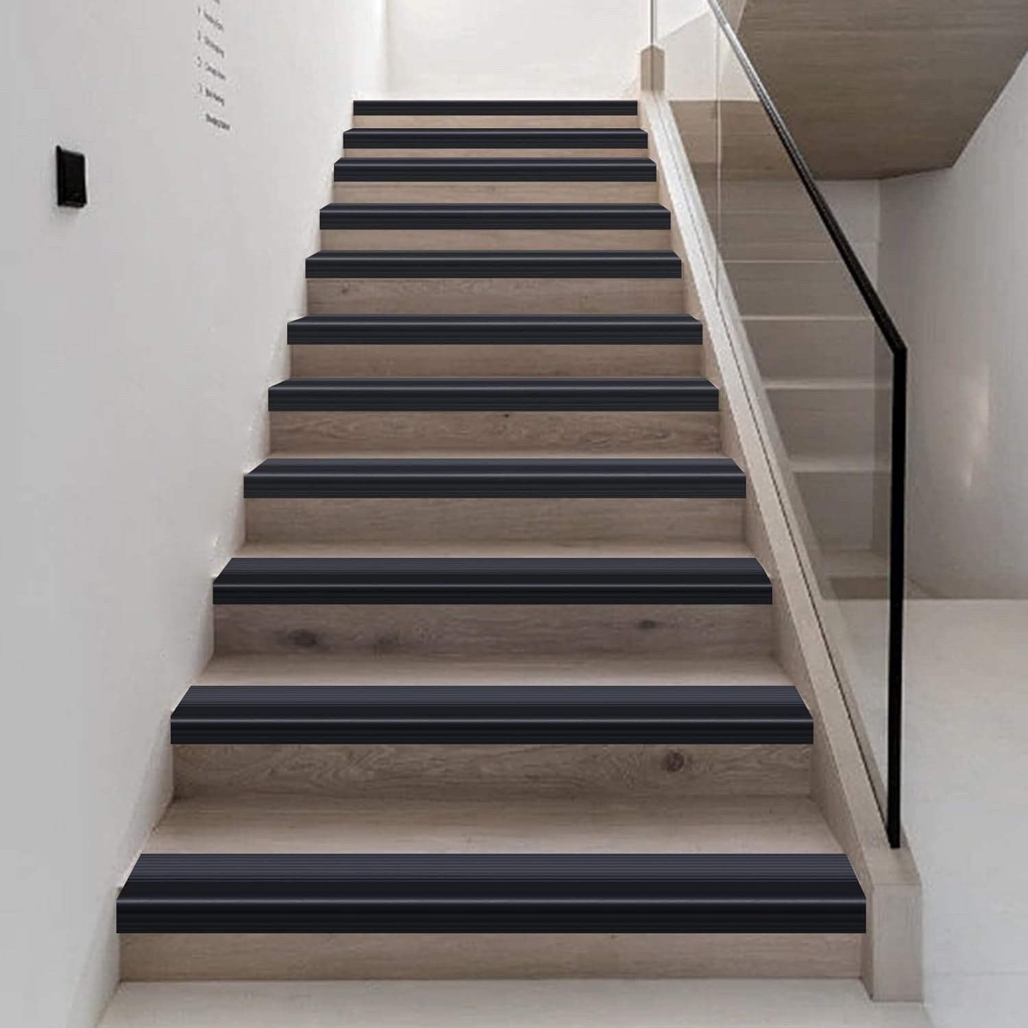 Self Adhesive Anti-Slip Stair Nosing 10m Black Vinyl Rubber Edge Trim