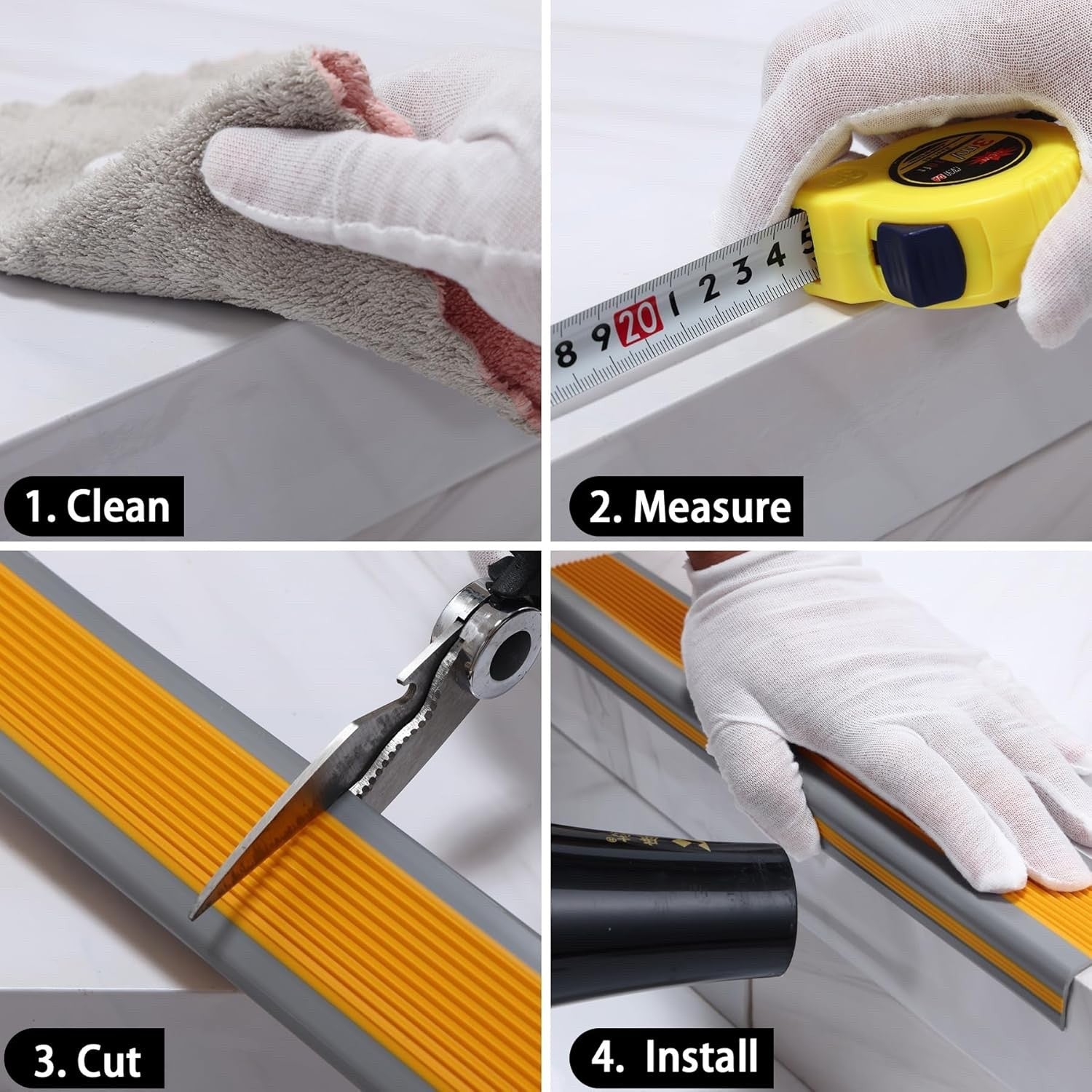 Self Adhesive Anti-Slip Stair Nosing 10m Black Vinyl Rubber Edge Trim