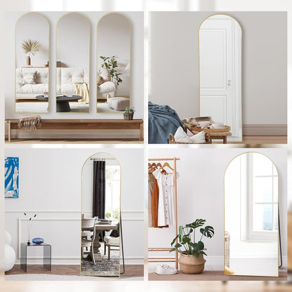Full Length Floor Mirror Arch Gold Frame Free Standing Bedroom Dressing