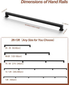 Wall Mounted Stair Handrail Carbon Steel Black Indoor Outdoor Safety Rail