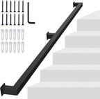 Wall Mounted Stair Handrail Carbon Steel Black Indoor Outdoor Safety Rail