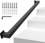 Wall Mounted Stair Handrail Carbon Steel Black Indoor Outdoor Safety Rail