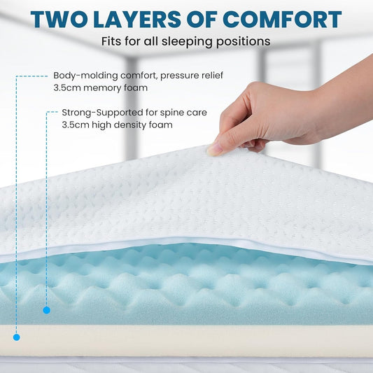 Memory Foam Mattress Topper Thick Pressure Relief Back Pain Bed Topper