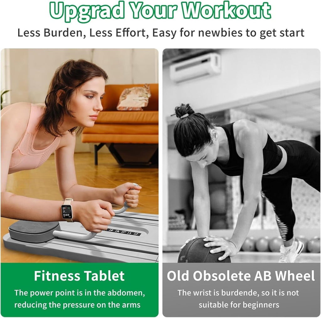 Foldable Ab Exercise Board w/ Resistance Bands Rebound Roller Home Gym