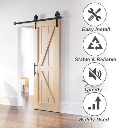 Sliding Barn Door Hardware Kit Black Steel Track Roller Rustic Multi Size