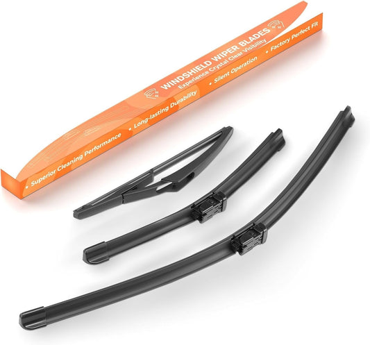 Front Rear Wiper Blades Set for Fiat 500 07+ Ford Ka MK2 10+ 24 14 11 Inch