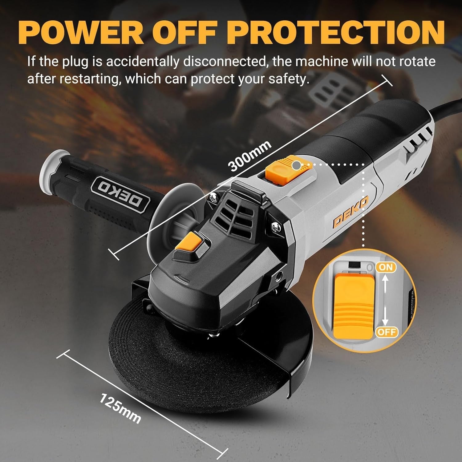 900W 125mm Angle Grinder 12000RPM Electric Cut Off Tool Metal Steel Polish