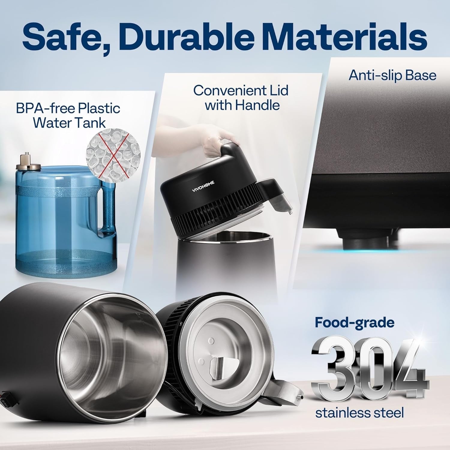 VIVOHOME 6L Water Distiller 304 Stainless Steel Countertop Purifier Container