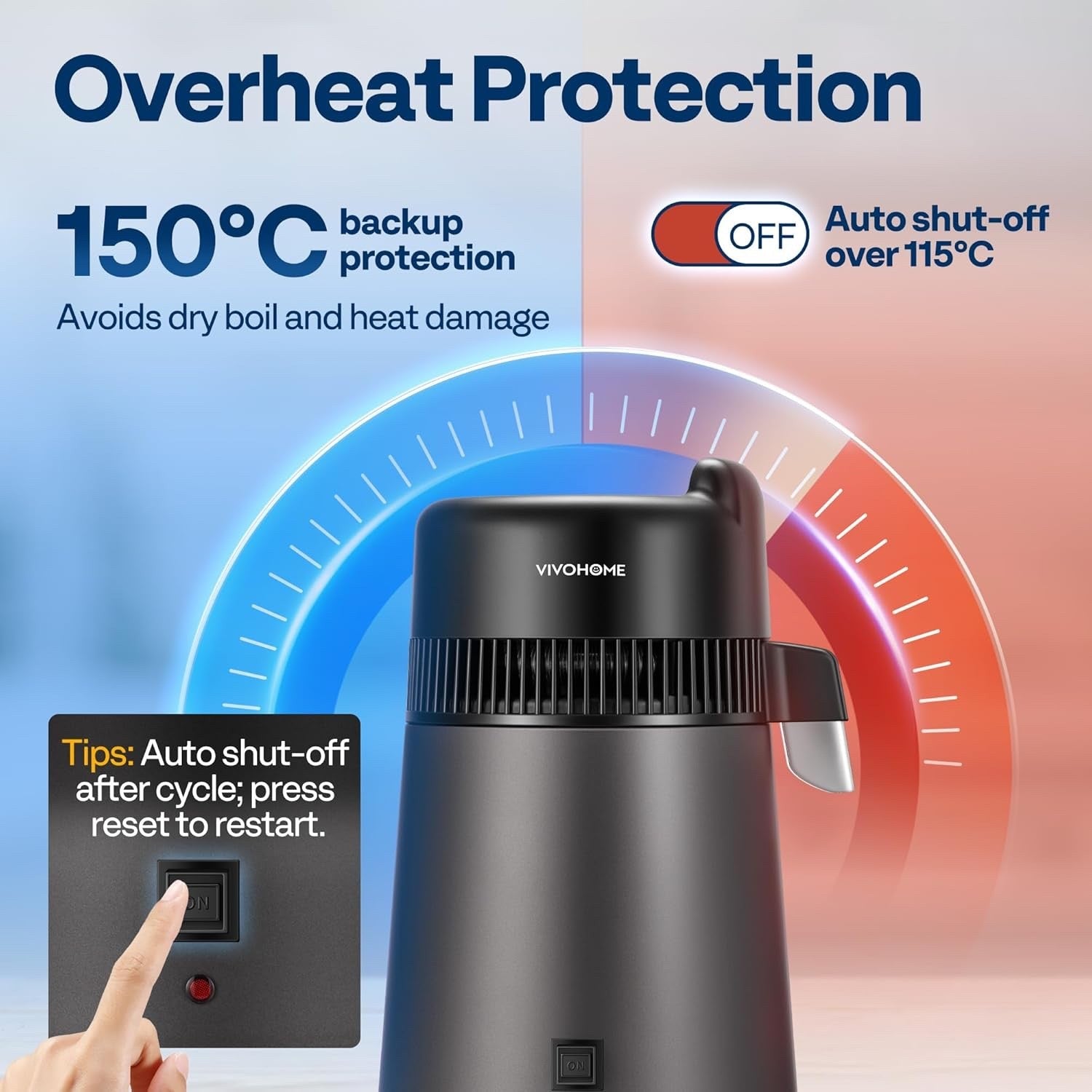 VIVOHOME 6L Water Distiller 304 Stainless Steel Countertop Purifier Container