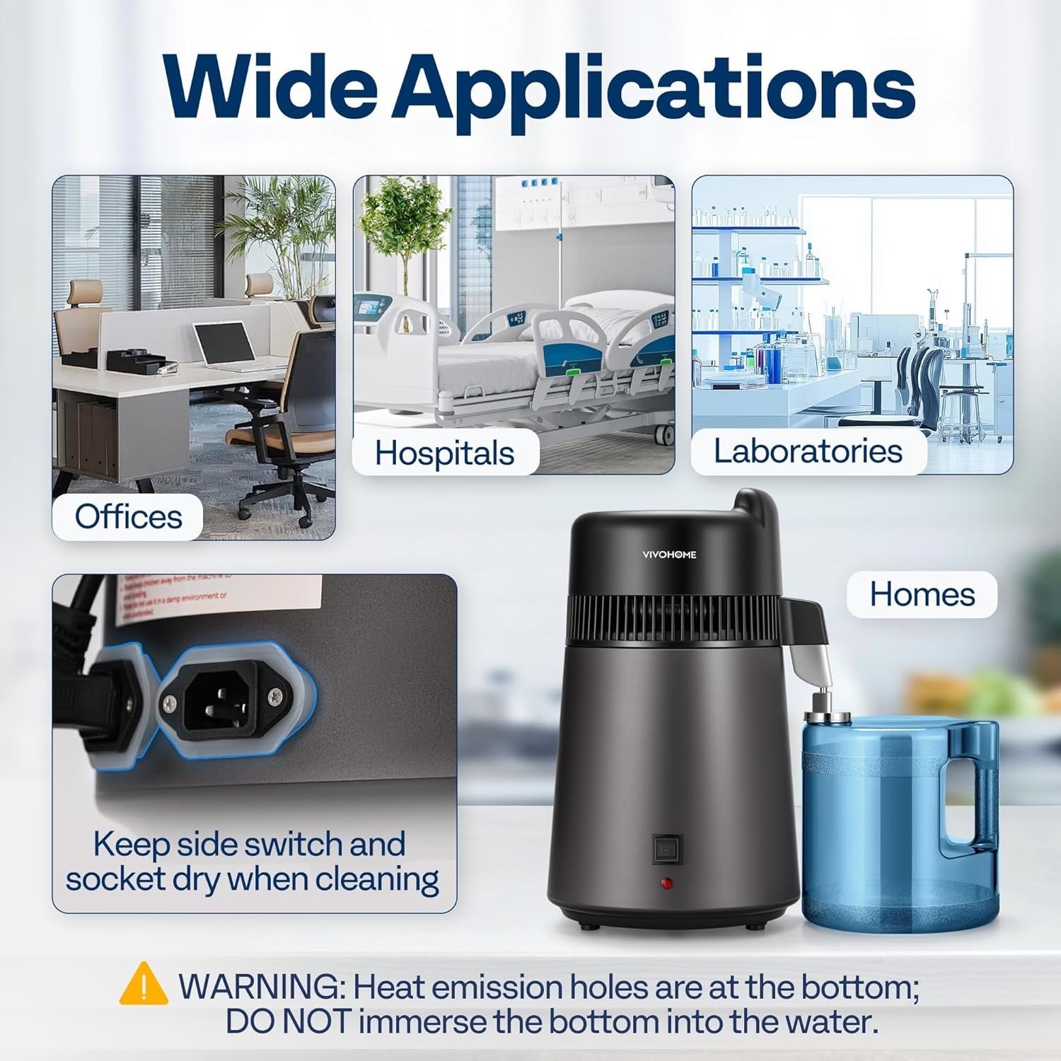 VIVOHOME 6L Water Distiller 304 Stainless Steel Countertop Purifier Container