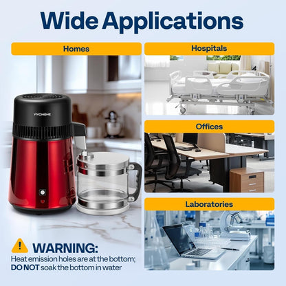 4L 1.06Gal Water Distiller 750W Countertop Purifier Smart Switch Home