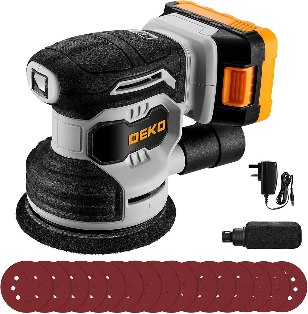 20V Cordless Random Orbital Sander 125mm 6000-13000RPM 15 Sandpaper Dust Port