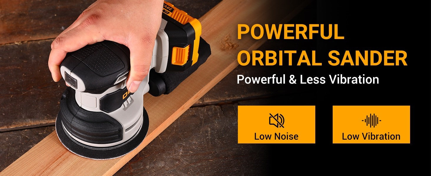20V Cordless Random Orbital Sander 125mm 6000-13000RPM 15 Sandpaper Dust Port
