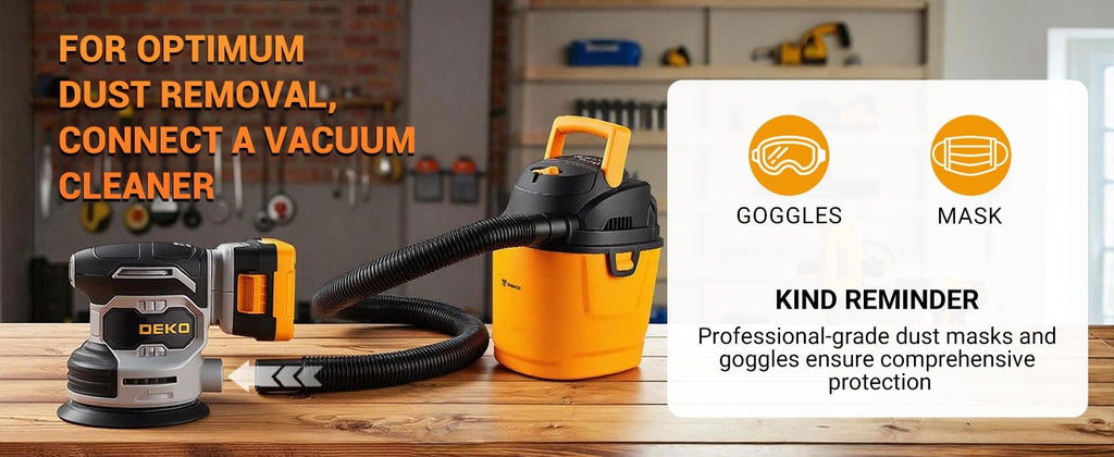 20V Cordless Random Orbital Sander 125mm 6000-13000RPM 15 Sandpaper Dust Port