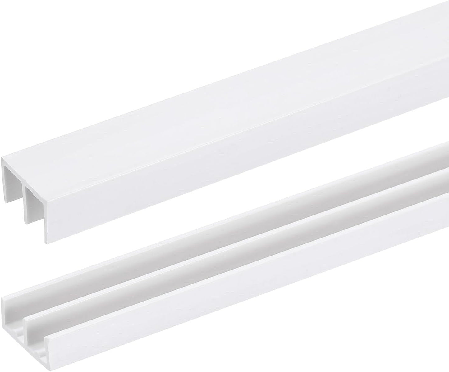 2 Set White Sliding Door Track 1/4 Inch Glass Panel Closet Cabinet Rail